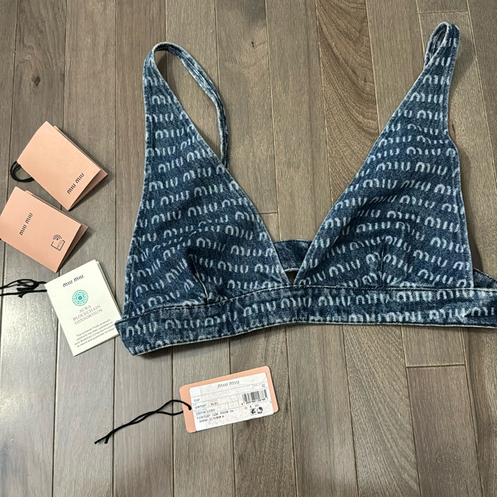 Miu Miu Denim Logo Top
